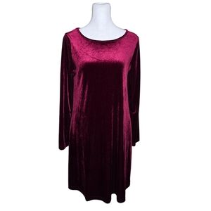 Lianyiqun Womens Maroon Velvet Swing Dress Size Medium